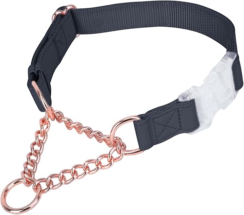 Collar Martingala de cuero suave para perros, cadena de oro rosa limitada con hebilla de liberación rápida, elegante collar de entrenamiento
