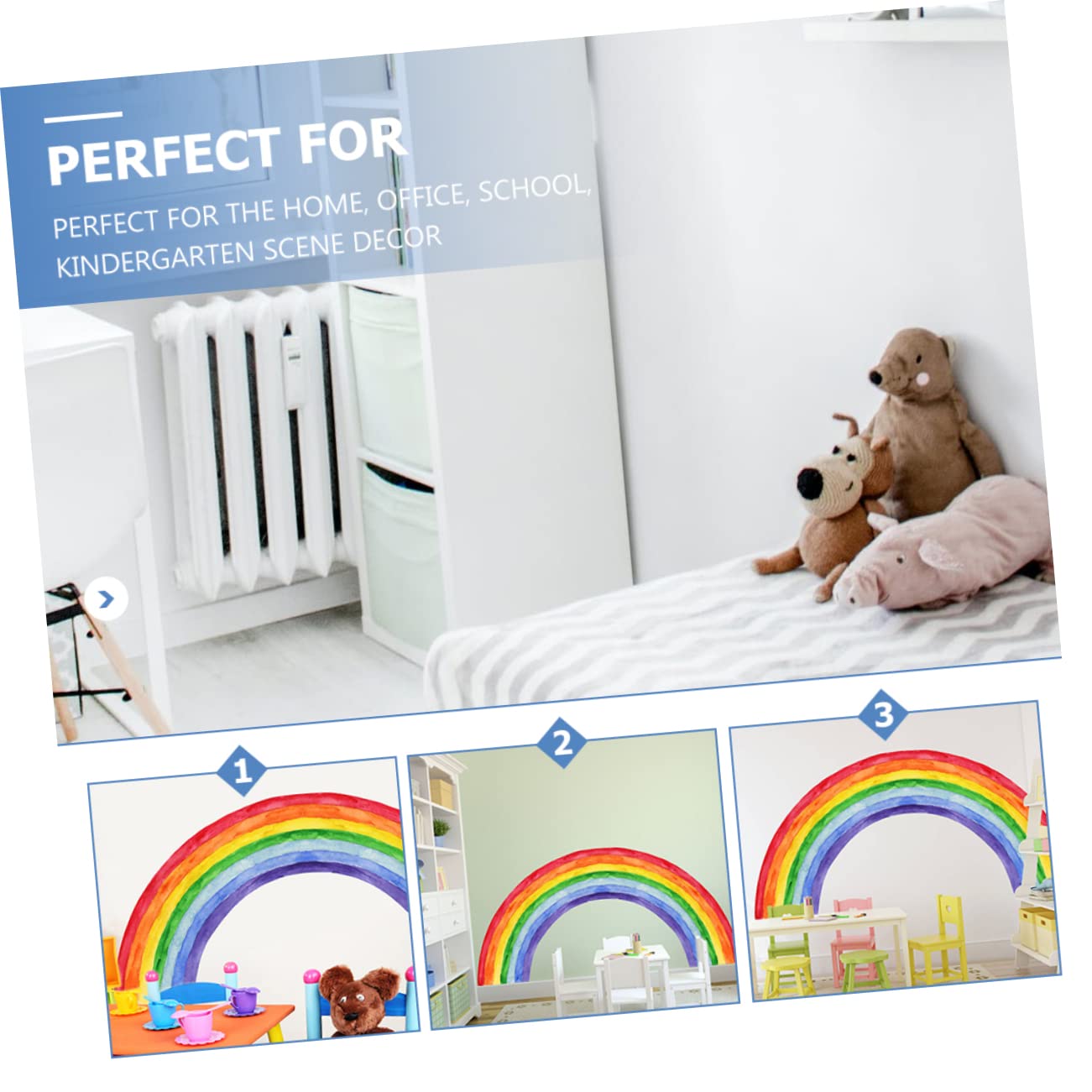 Adesivo Parete Arcobaleno Acquerello di Ornamenti Murali Decorativi per Stanza Finestre e Porte Realizzato Materiali Fattura