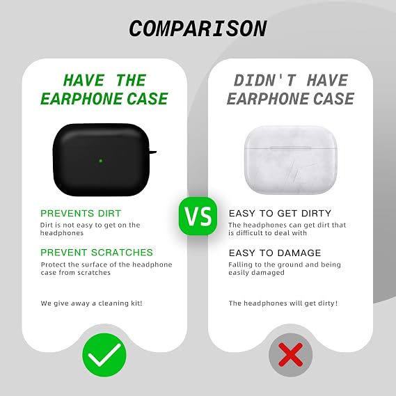 MysticHome for AirPods Pro 3 case, Compatible with AirPods Pro 3rd Generation Case(2025), Soft Silicone Case with Keychain, Wireless Charging Support, Includes 1 Cleaning Pen (Black)