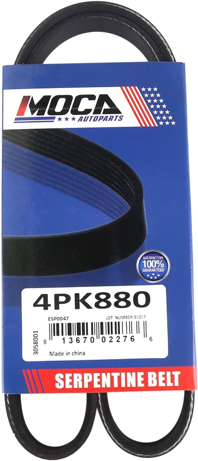 MOCA 4PK880 EPDM Serpentine Belt Fits 2005-2007 for Hyundai Tucson 2.0L & 2004-2006 for Lexus ES330 3.3L & 1995-2006 for Toyota Camry 3.0L & 2003-2005 for Kia Rio 1.6L