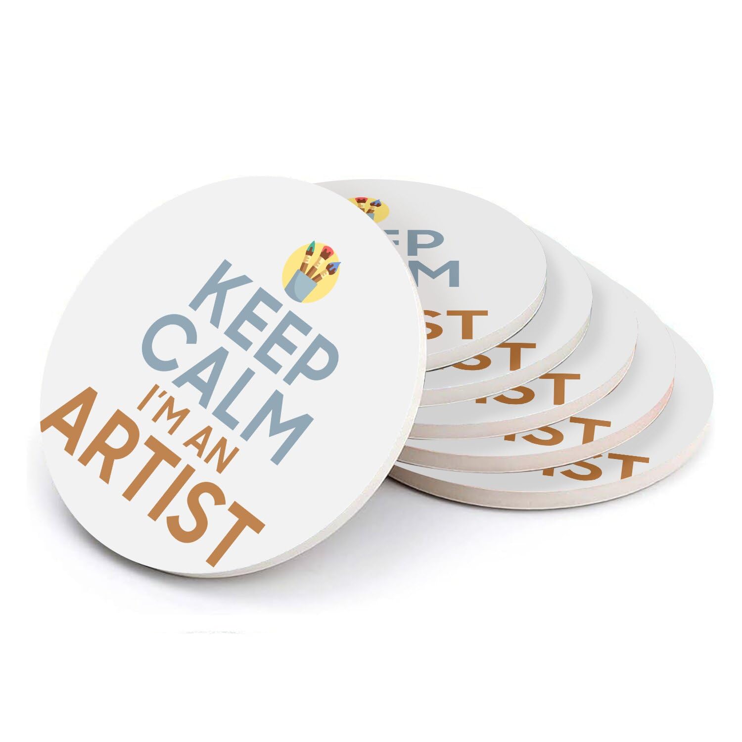 Sous verre ronds en céramique Keep Calm Artiste décoration table lot de 6