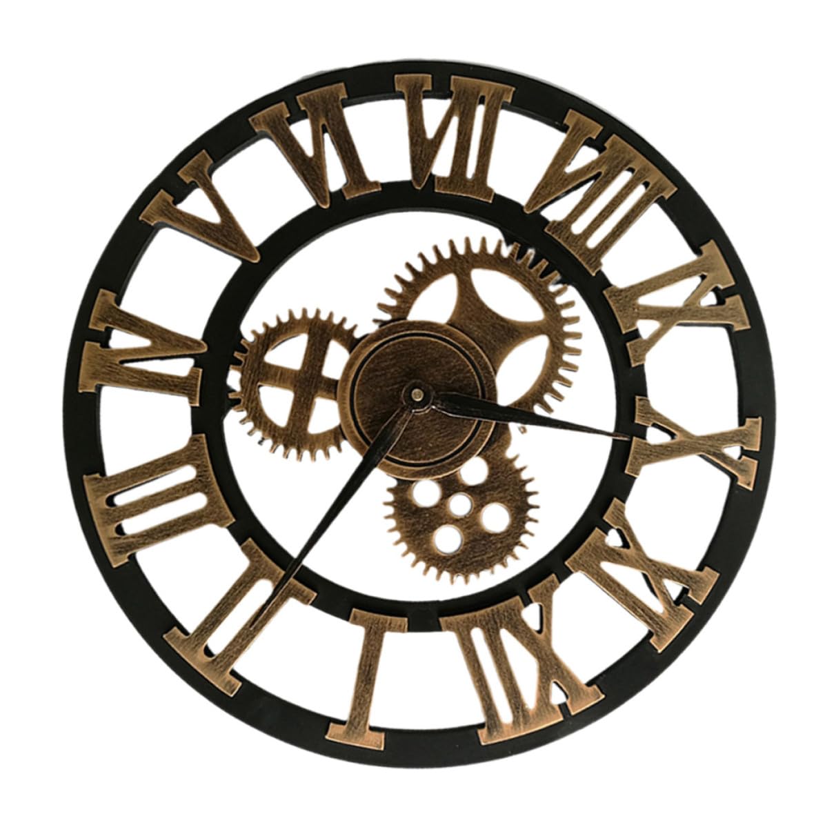 TOYANDONA Reloj de Pared Decorativo Estilo Industrial con Rueda Giratoria, Diseño Silencioso en Metal y Madera, Adecuado para Oficina o Sala de Trabajo