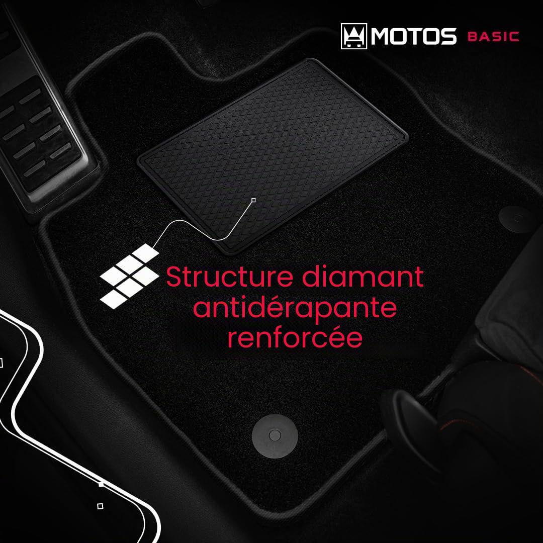 MOTOS Basic Tapis voiture en velours destiné à Opel Adam 2013-2019 - Basic, Matériau, Rouge - Découvrez un nouveau confort de conduite avec un jeu de tapis de sol voiture en velours pour votre tapis d