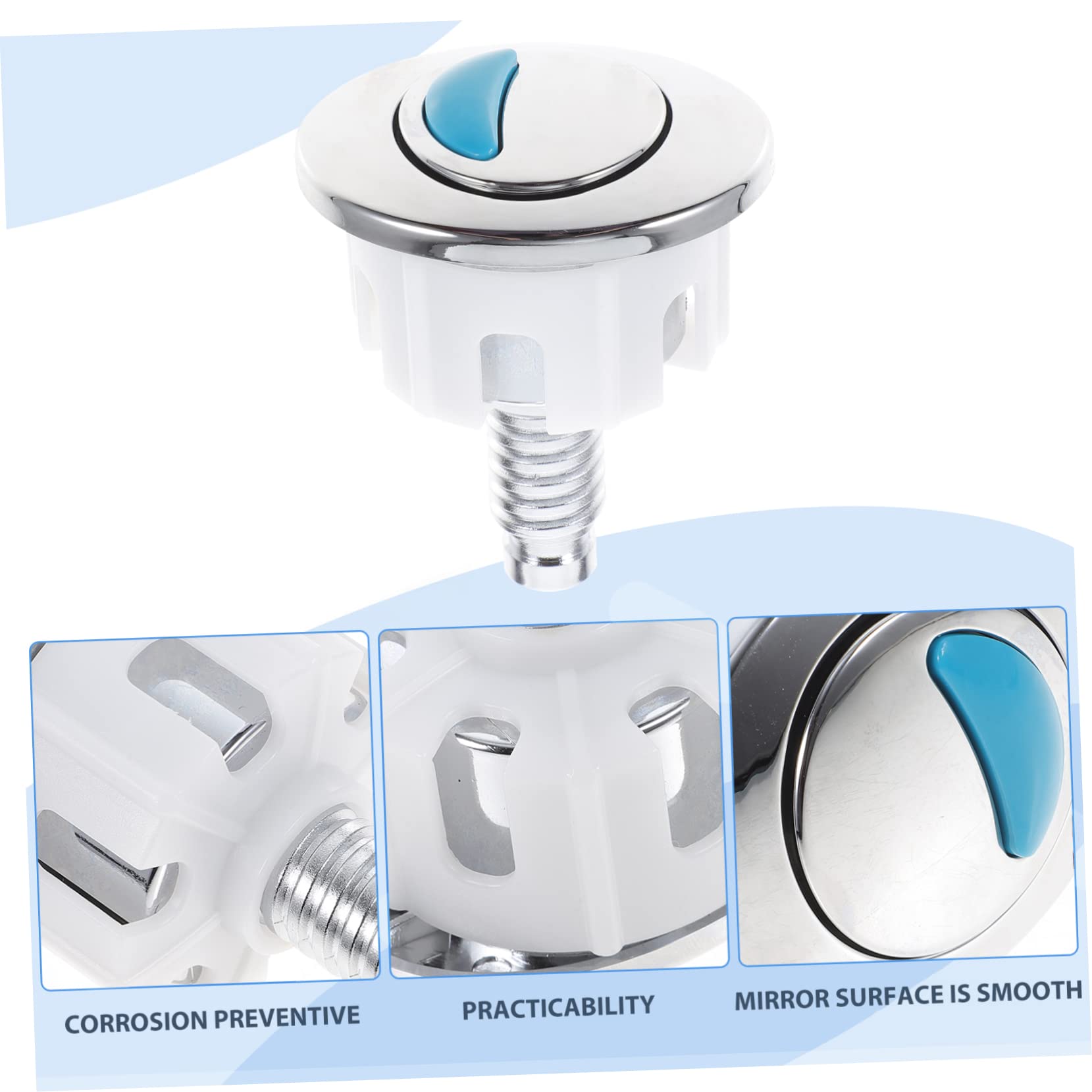 Dual Flush Toilet Button Replacement - Oval Push Button For Water Tank, Easy Install, Silver