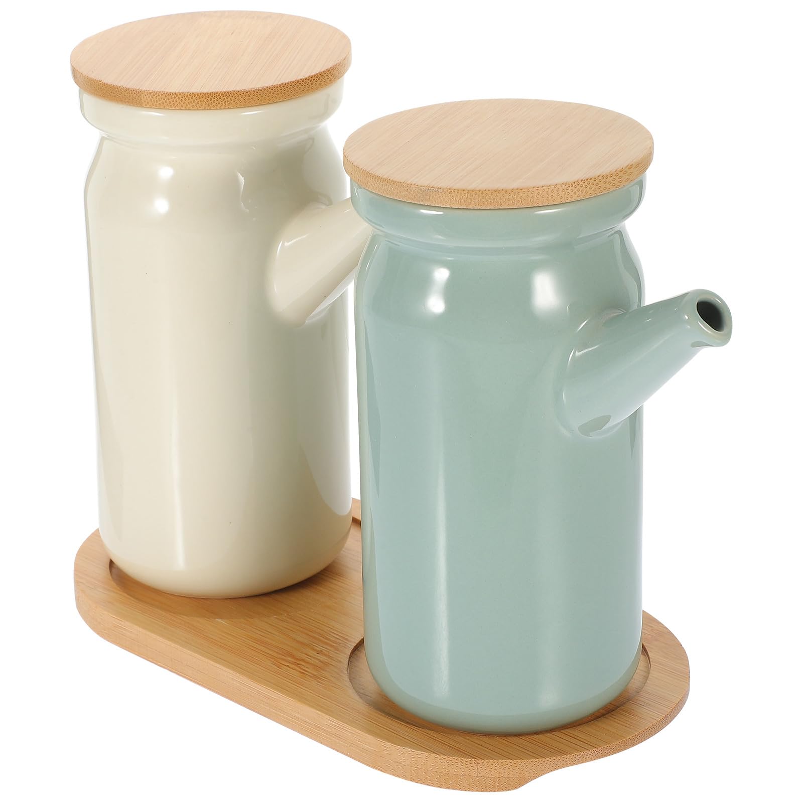 Angoily Set di Barattoli per Spezie da Cucina in Porcellana Bianca con Base Compatta e Coperchi Individuali, Contenitori per Condimenti e Oli per Domestico e Buffet