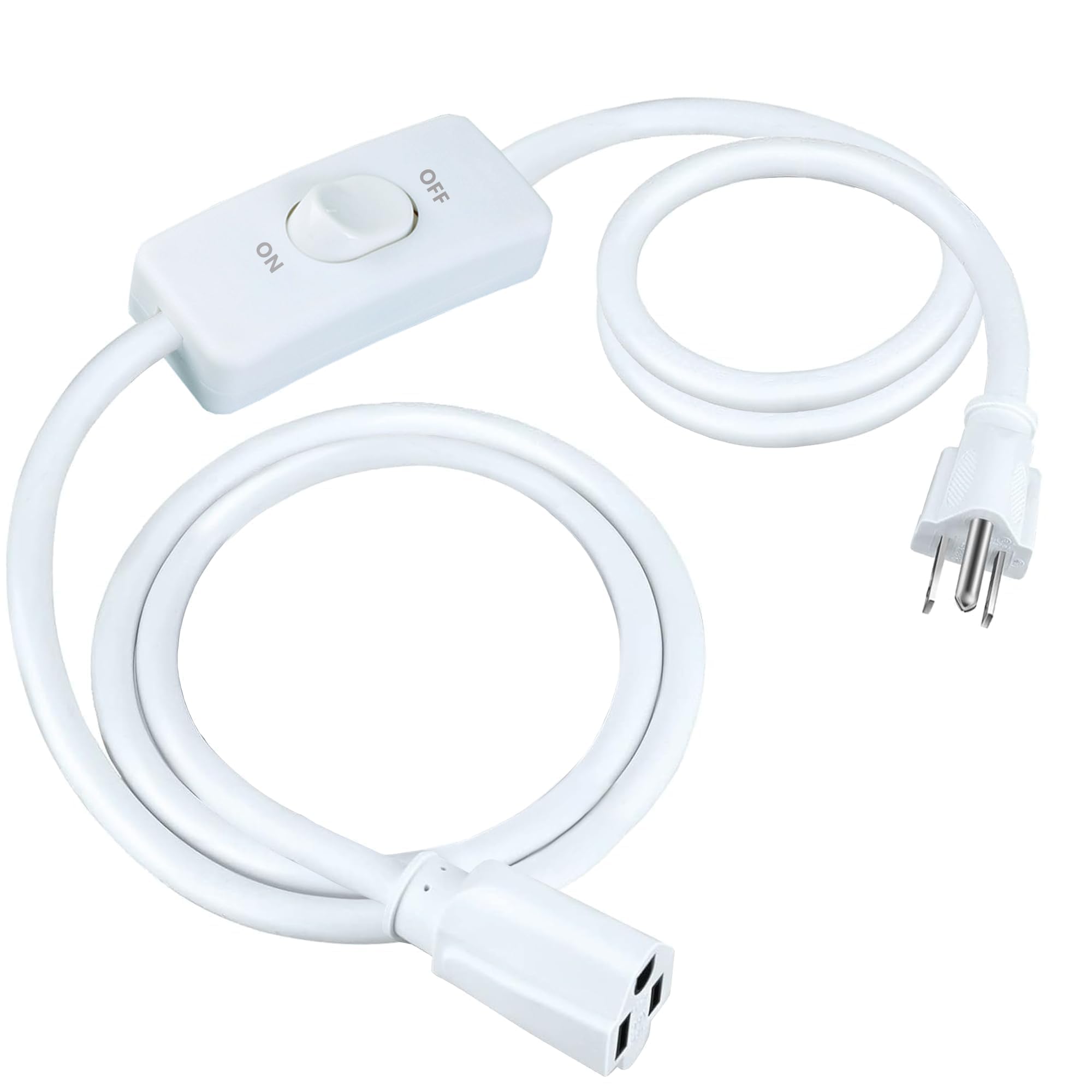 Photo 1 of [UL Listed] White Extension Cord with Switch On/Off, 3 Prong Grounded Plug Indoor Power Cord, 6.56 FT Insulated & Flame Retardant,125V 375W Indoor Use, UL Listed