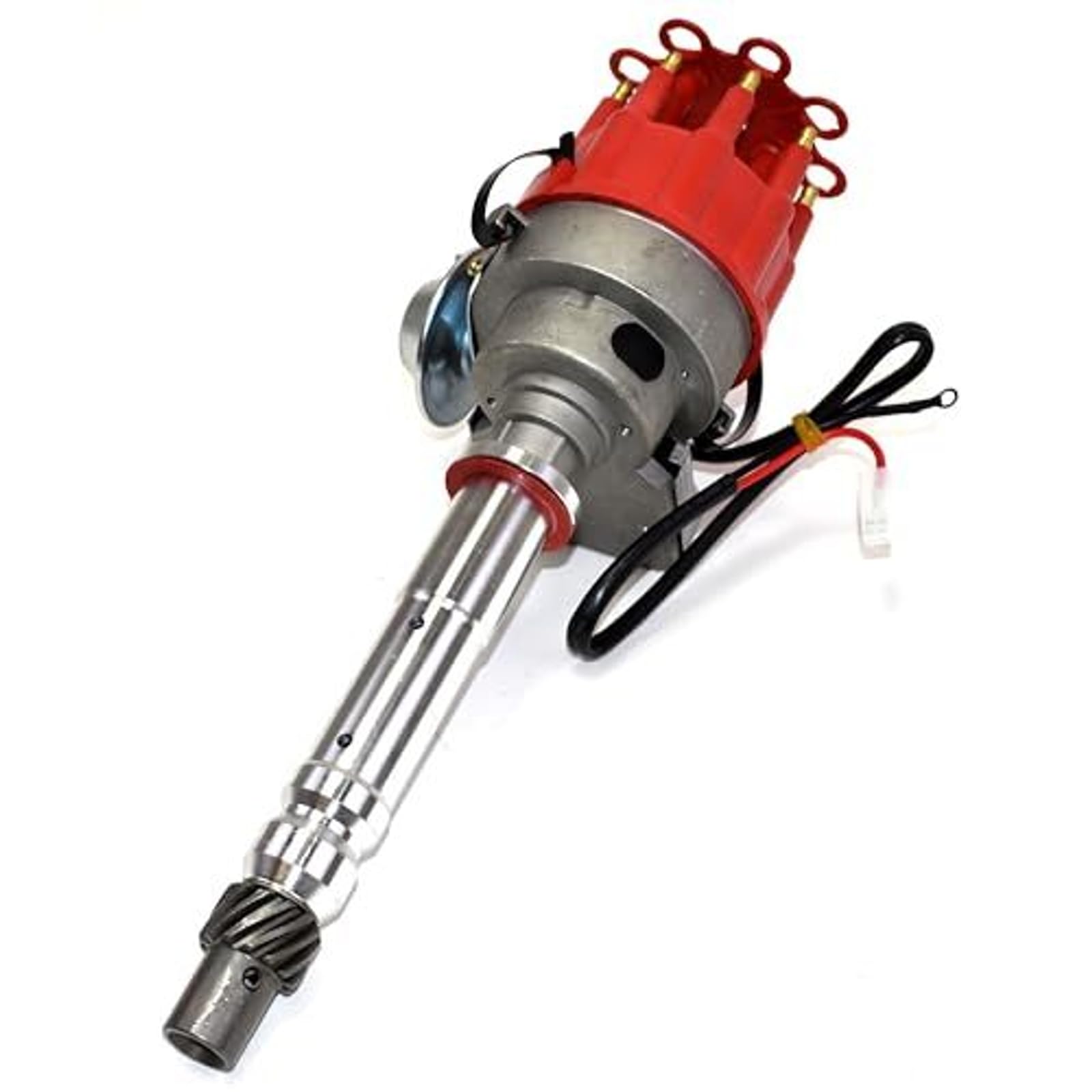 A-Team Performance R2R Complete Distributor - Ready 2 Run Compatible with Chevy SBC BBC 283-454 Series - Automotive Replacement Ignition Parts Two-Wire Installation with Red Cap