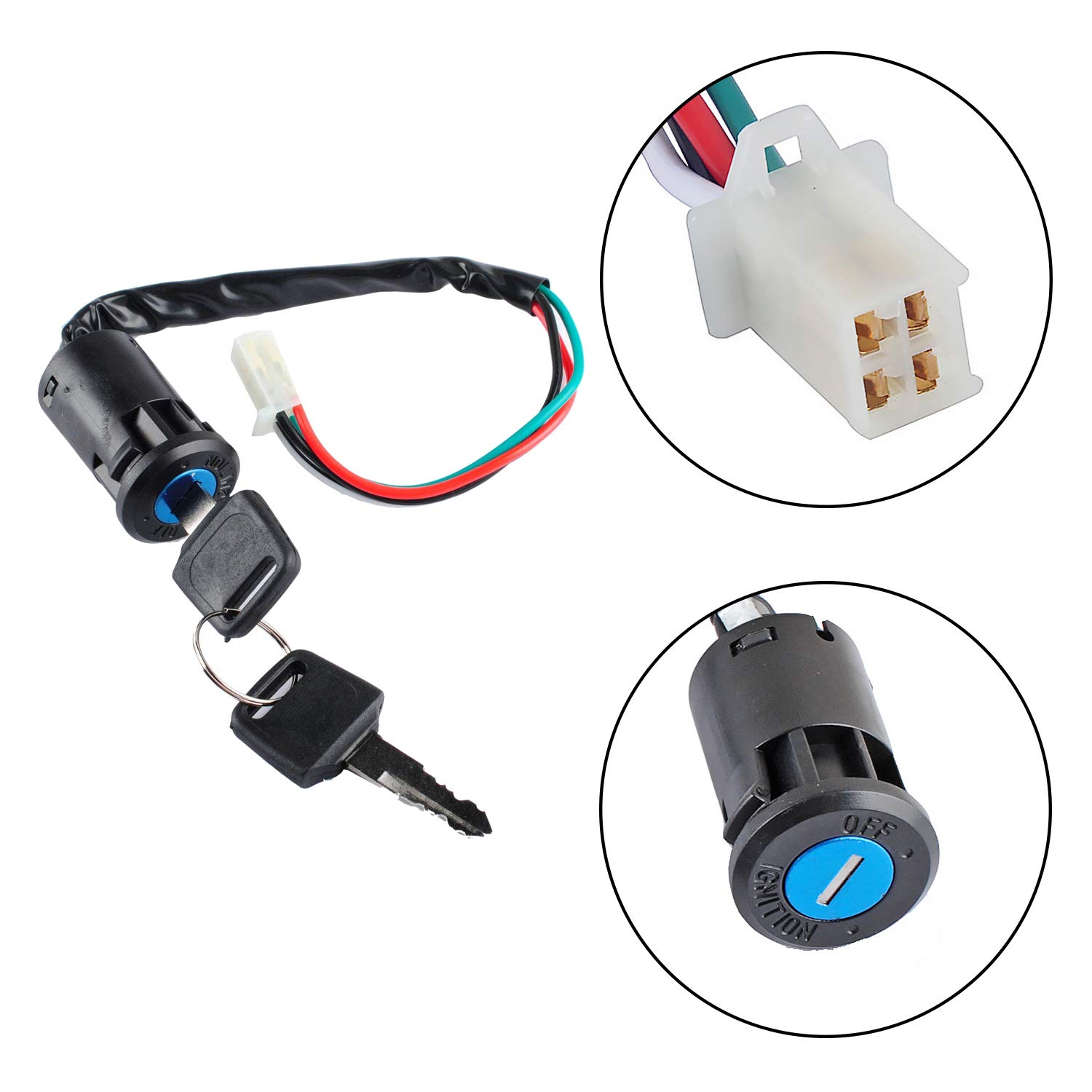 Poweka 4 Wires Ignition Switch with Key for 50cc 70cc 90cc 110cc 150cc