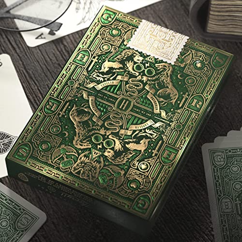 Image of MilesMagic Harry Potter Playing Card Game Limited Edition Premium Series Poker Collectible Deck By Theory11 (Green-Slytherin) For Teen|Pack of 1