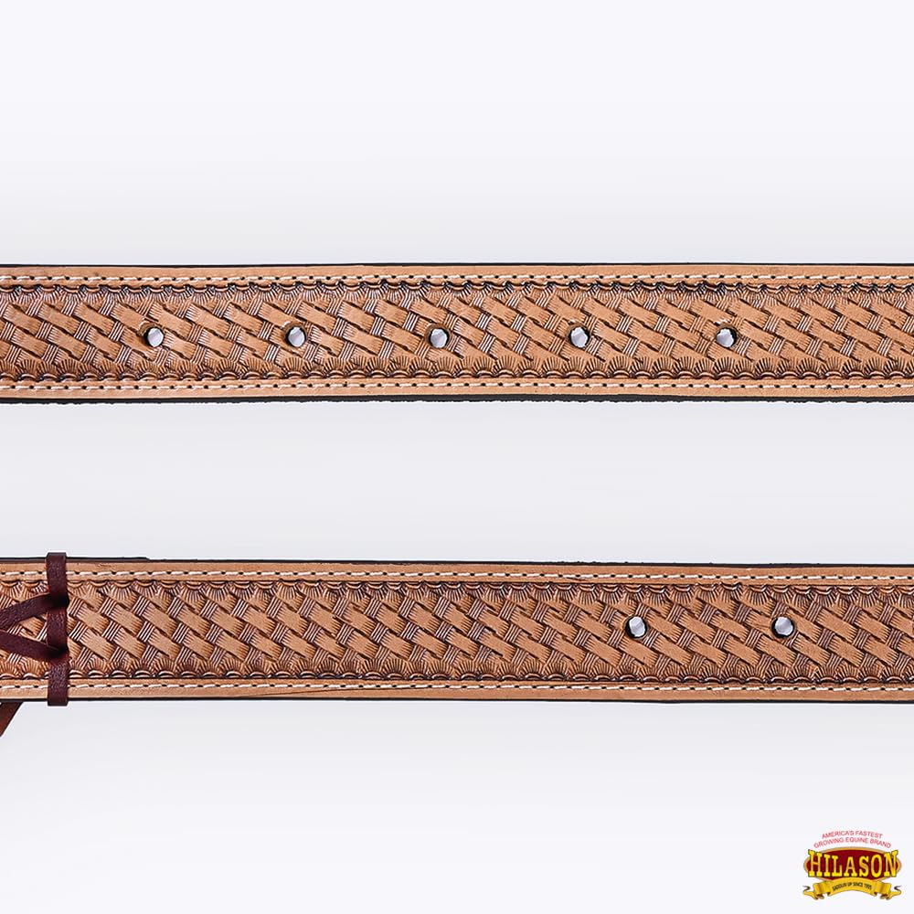 HILASON Western - Sella per cavallo in pelle billette con cestino intrecciato