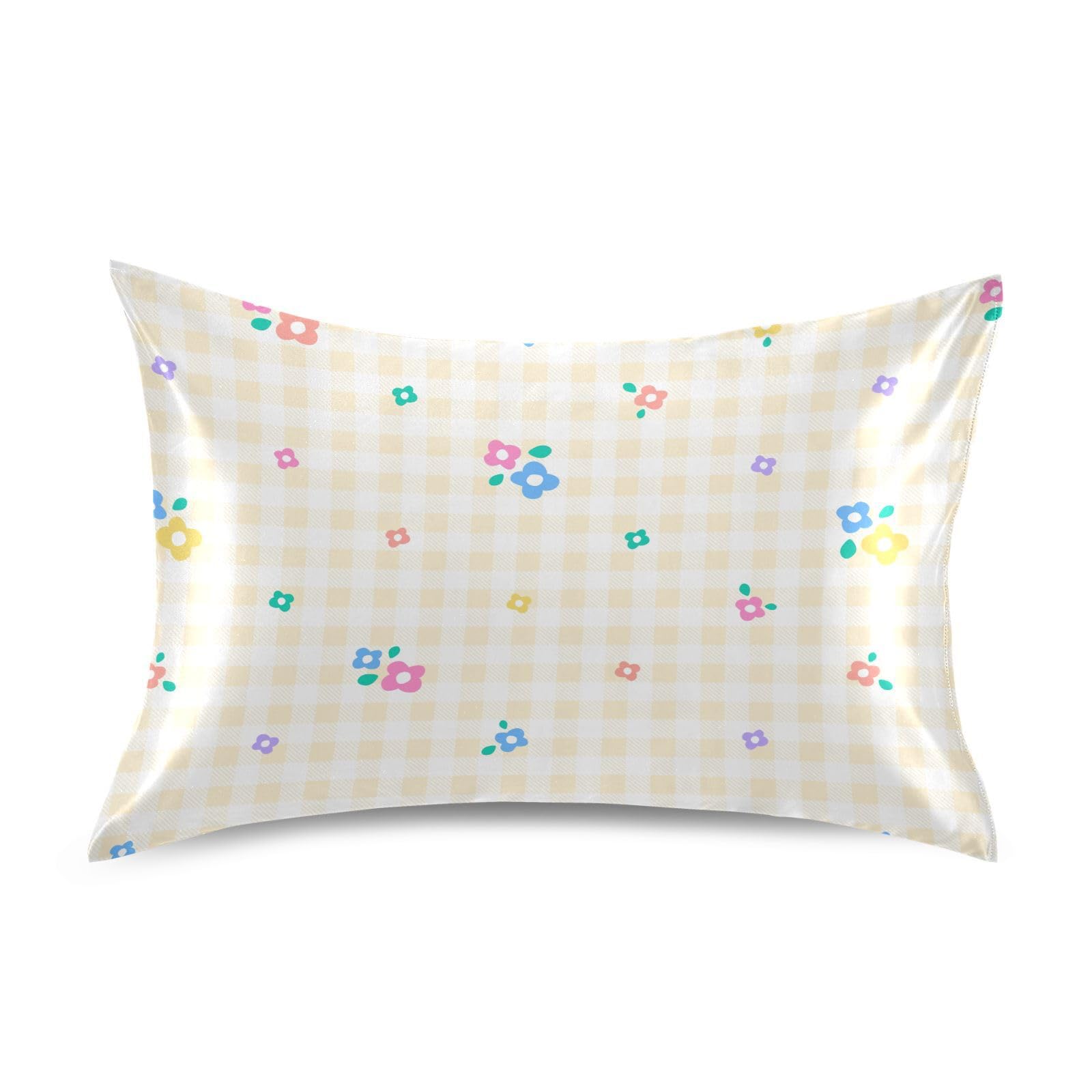 Silk Pillowcase for Hair and Skin Rainbow Purple Blue Green Yellow Orange Breathable Cool Silky Soft, Smooth Dual Sides Silks Pillow Cover, Moisture Wicking for Hot Sleepers, Hair and Skin Friendly,