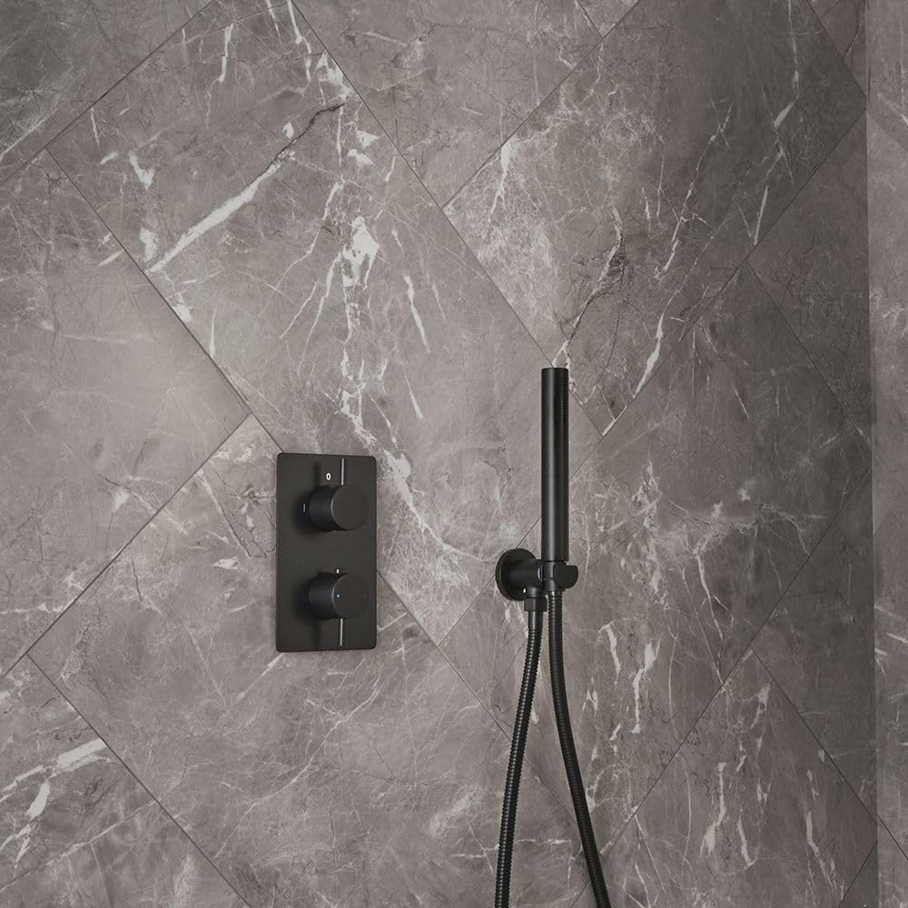 Milano Black Otto Thermostatic Mixer Valve Hand Shower Handset