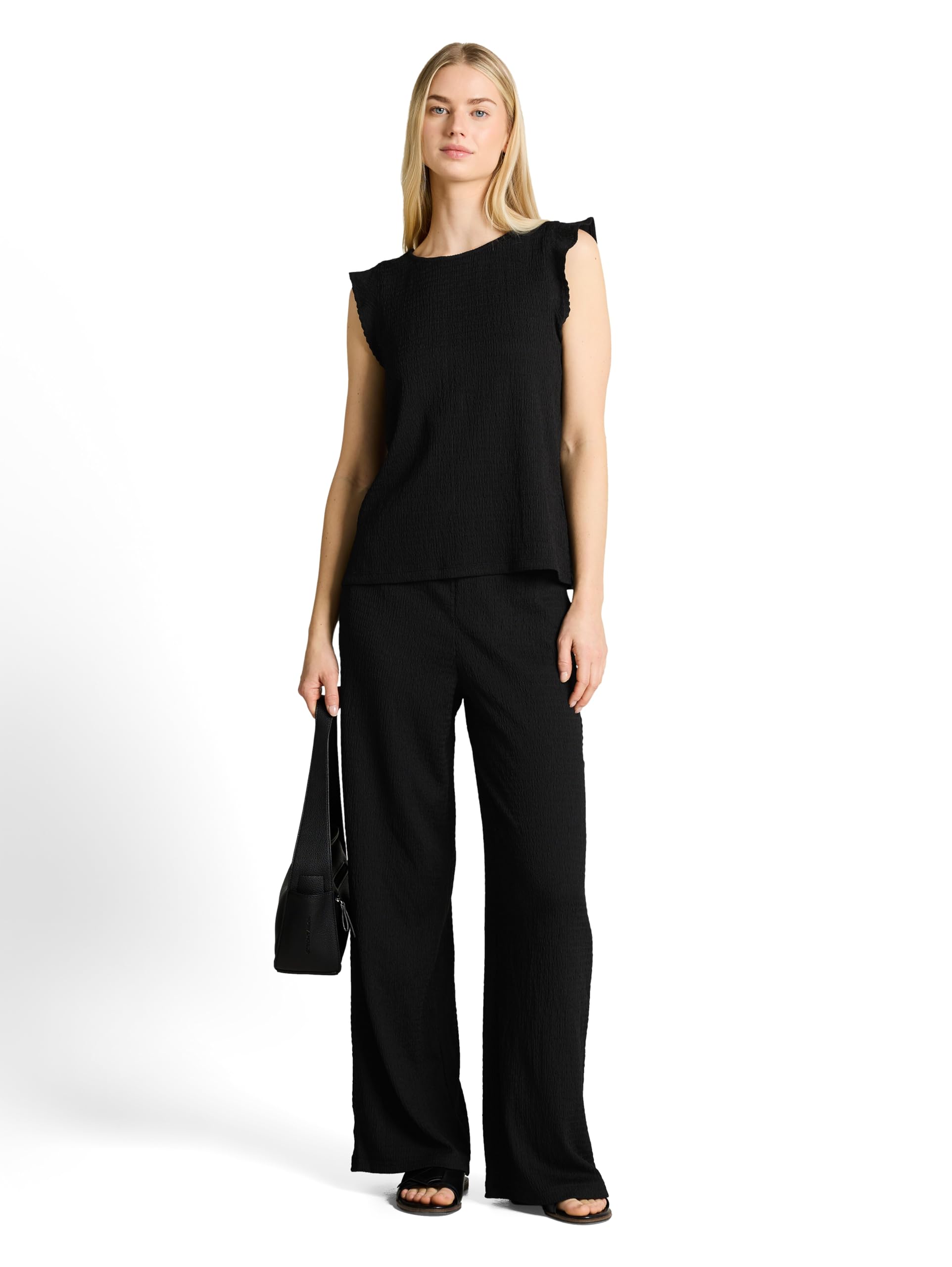 TOM TAILOR Denim Damen Crinkle Wide Leg Hose 1050255