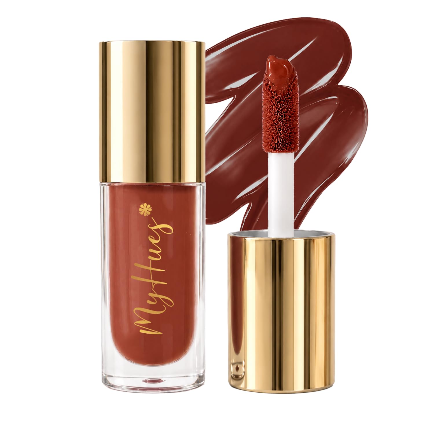 MyHues HyGlow Lip Elixir, Lip Gloss and Oil Hybrid, Nourishing Jojoba, Almond, Squalane 100% (Plant Derived), Shea Butter, Moisturizing, Buildable Colour, Glossy Finish (Mocha Brown (Heer))-image-49