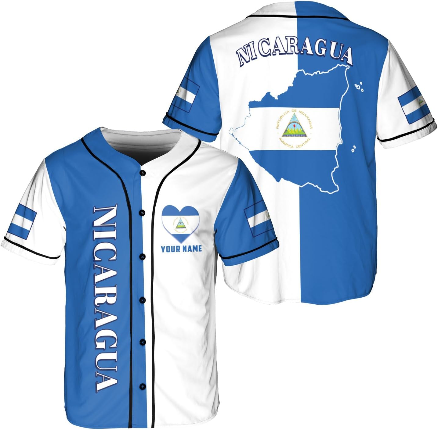Personalized Nicaragua Baseball Jersey Shirt, Name Nicaraguan Nicaragua Jersey for Men & Women, Nicaragua Flag Shirt