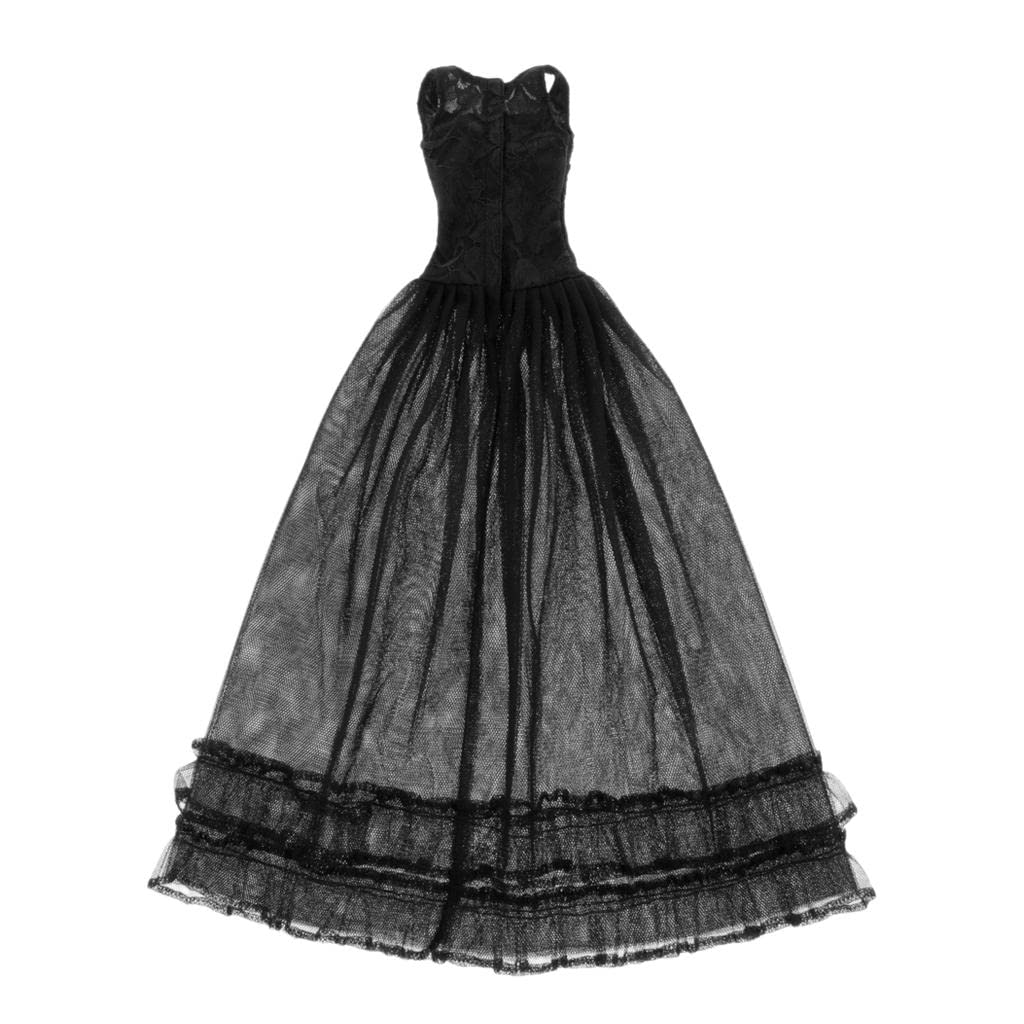 Brautjungfernkleid Aus Spitze Und Tüll, Party Abendkleid für 1/3 BJD Puppen, Schwarz