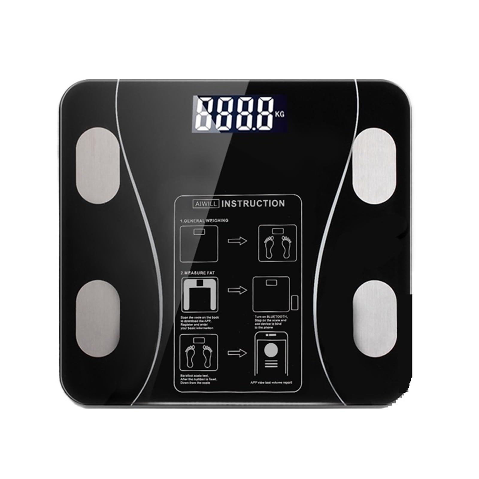 Analyseur De Santé De Compositions De Forme Physique De Corps Intelligent Avec L'échelle De Poids Numérique Sans Fil Rechargeable D'USB D'échelle De Smartphone(Batteries)