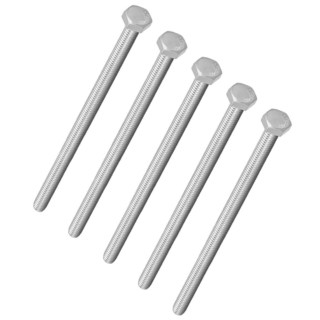 TA-VIGOR M6 x 100mm Hex Bolts, Heavy Duty M6 Panel Bolts, 304 Stainless Steel Full Thread Hex Head Cap Screws for Metal Construction and Automotive Machinery 5Pcs