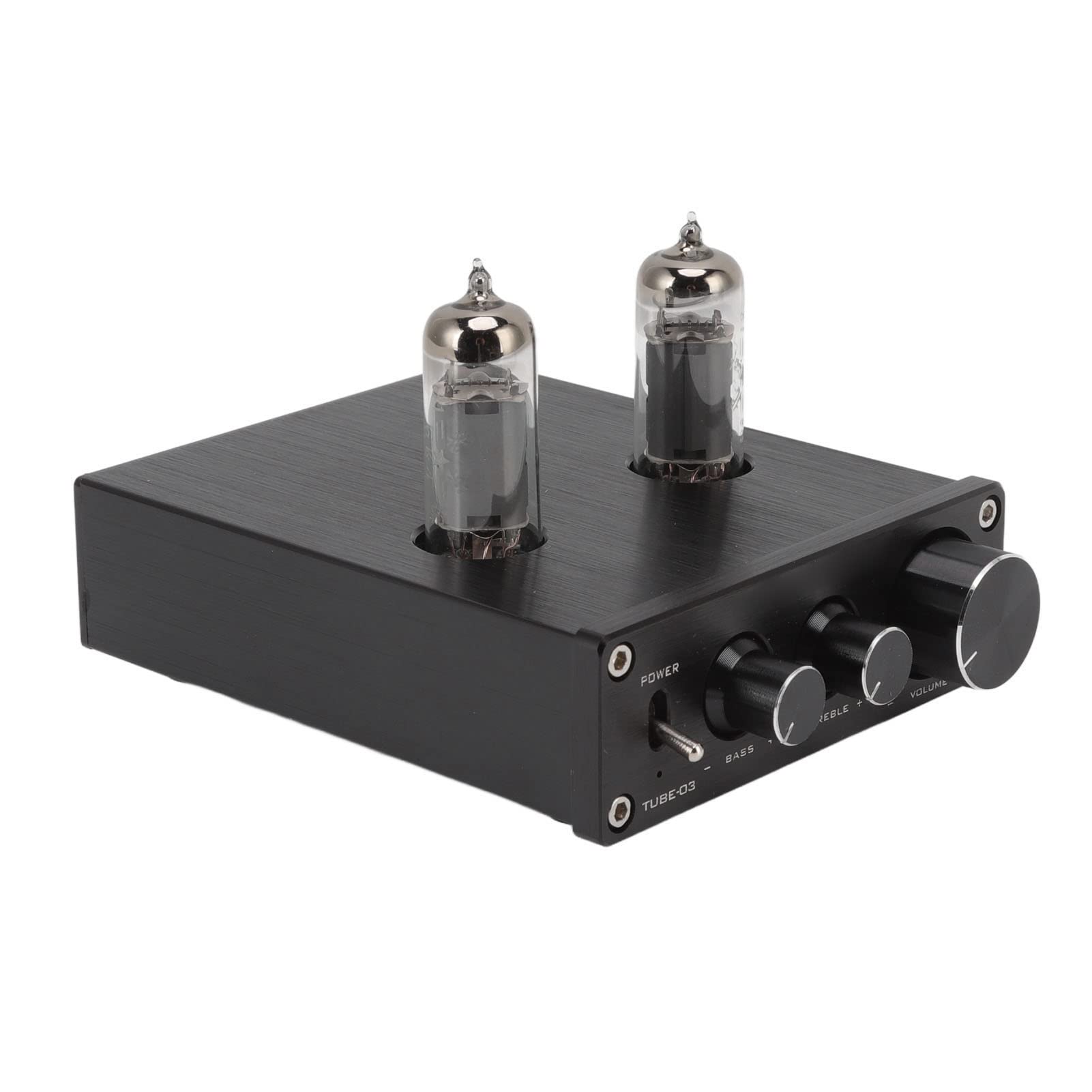 Amplificador de Audio Estéreo Negro con Tubo 6K4 12 V 1 A