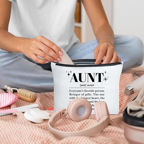 Miniatura 5 de UDNADKEX Regalo para tía de sobrino, sobrina, regalo de la mejor tía, Navidad, regalo de cumpleaños para tía tía, bolsa de maquillaje, la persona