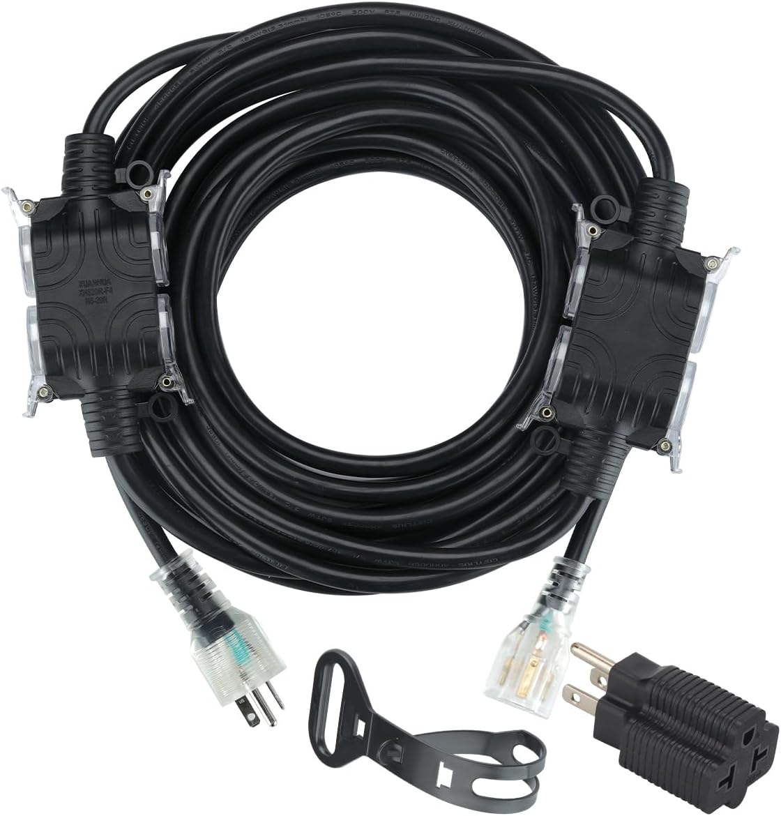 Erboelec Nema 520P Extension Cord with 2 Spaced 515/520R Power Strips,12 Gauge 20