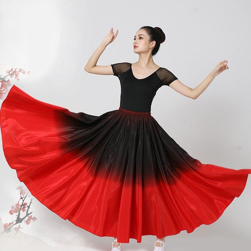 Costume Flamenco Rosso Nero per Adulti Gonna Ballo Spagnola Pratica Sala Ballo Abito di Flamenco Spagnolo per