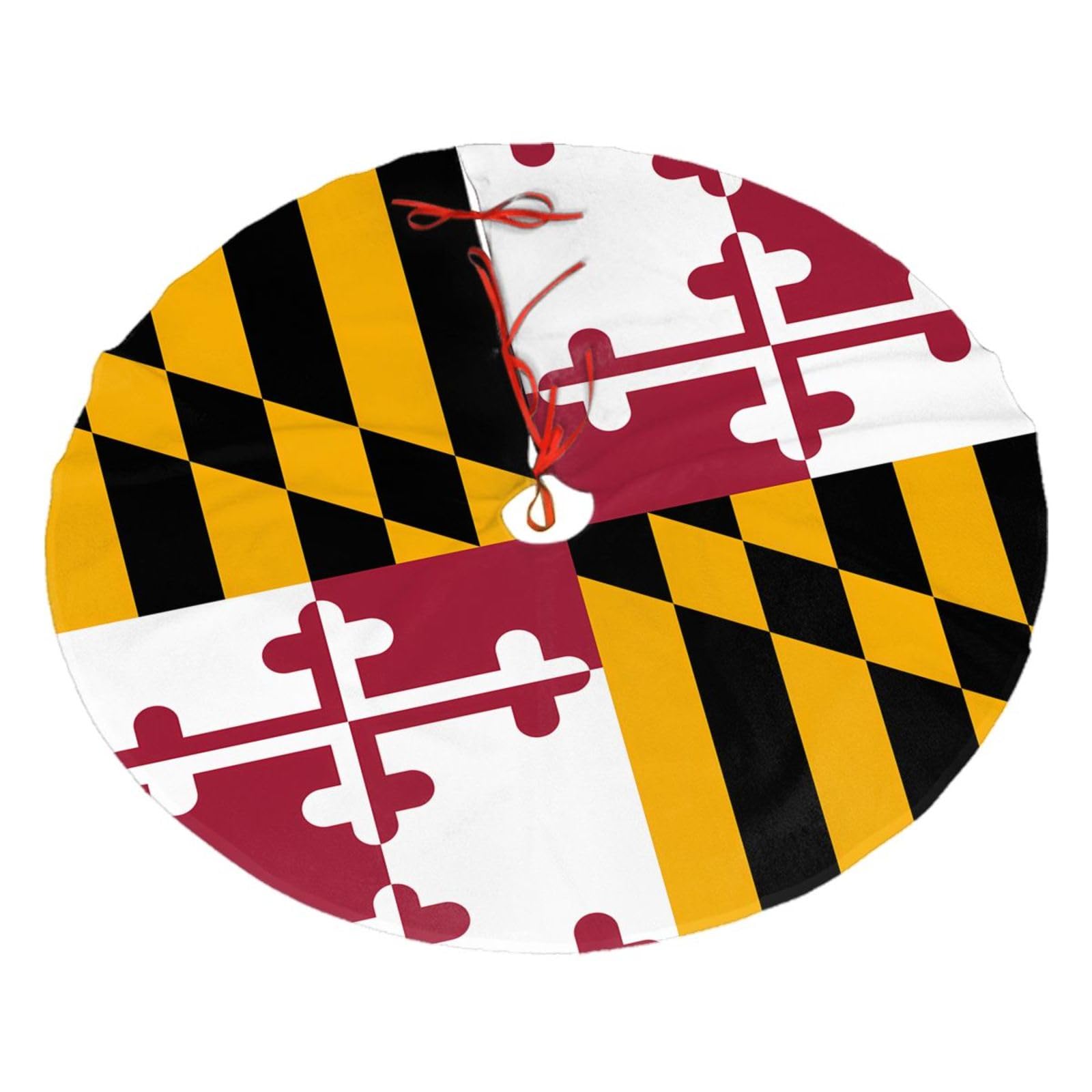 Maryland State Flag Printed Christmas Tree Skirt Christmas Plush Tree Skirt 48 inches (About 112.2 cm) Christmas