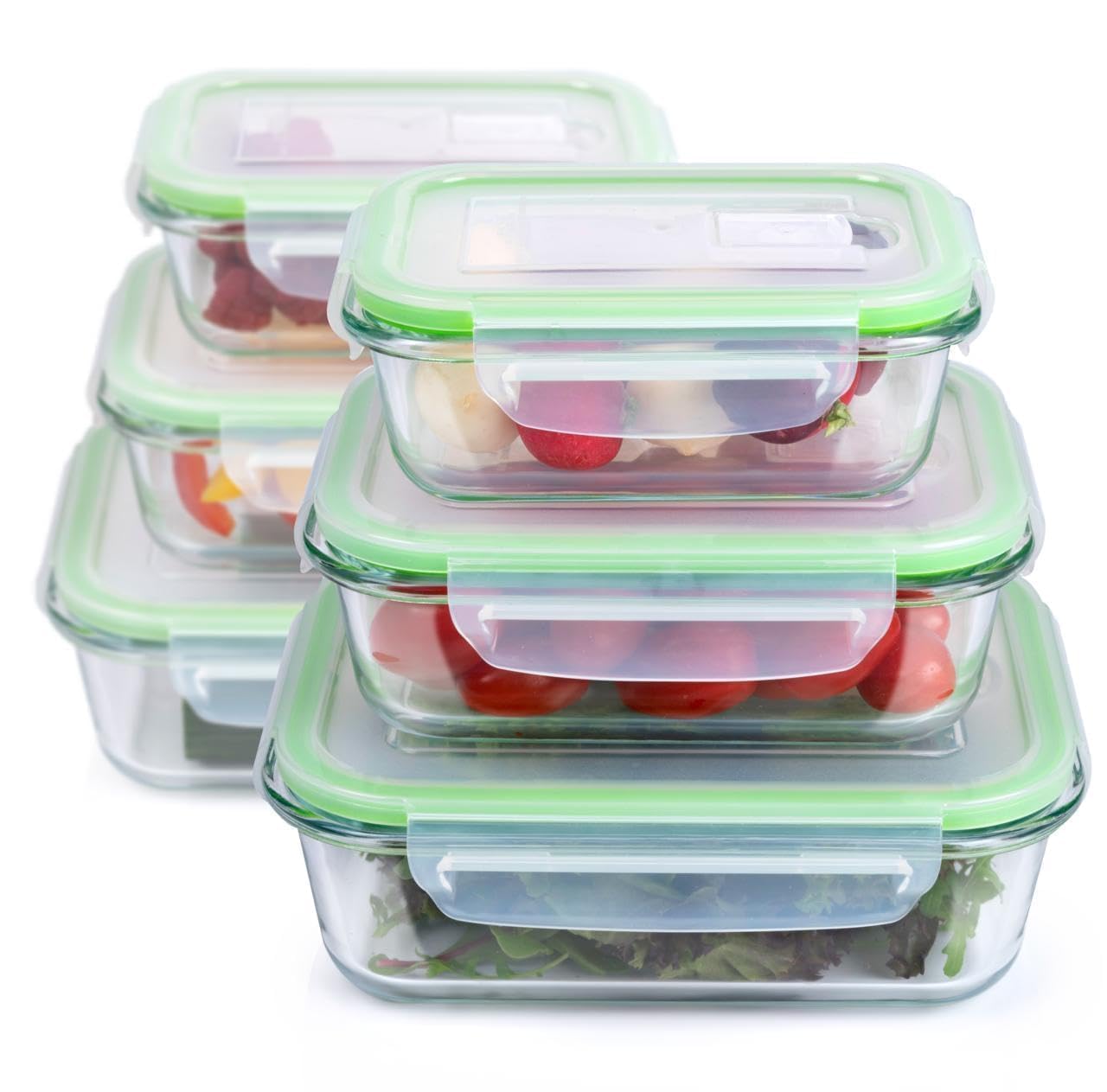 alpina Vershouddozen met deksel, glas, 12-delig, glazen container