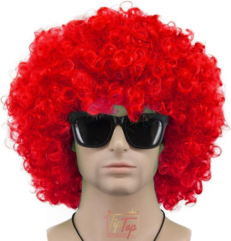 Premium Curly Clown Joker Malinga Unisex Funky Hair Wig (Imperial Red)