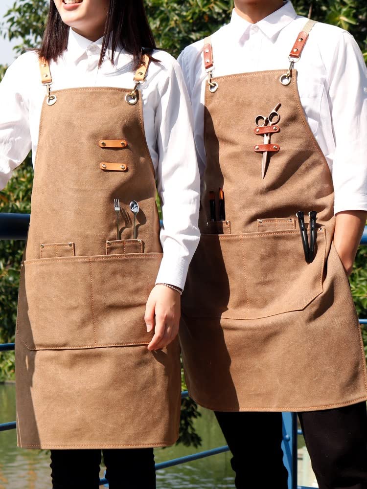Delantal de Soldadura Delantal De Trabajo De Mezclilla, Delantal De La Tienda con Correas De Hombro Ajustables, Chef Profesional Artista Artista Baker Barista Barman Camarero Delantal