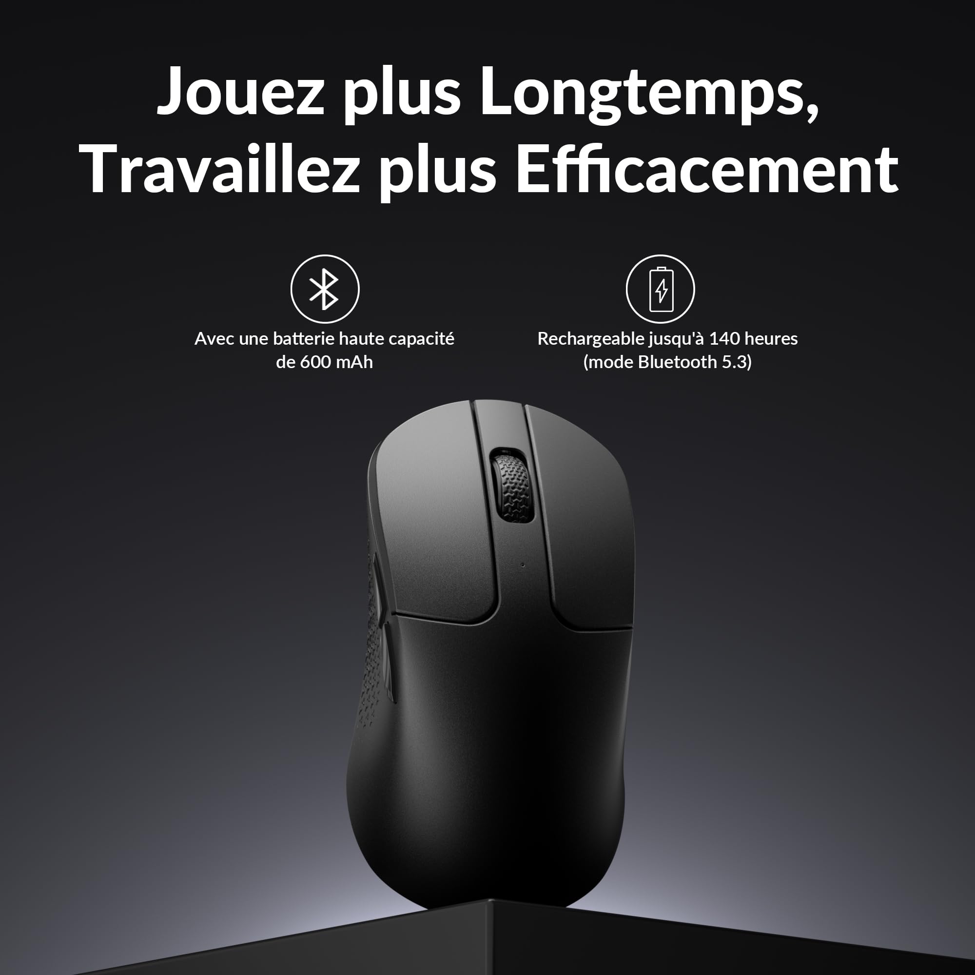 Keychron M3 Mini 8K Souris Gaming, 2,4 GHz/Bluetooth 5,3/Filaire, 55g Ultra-légère, 8000 Hz, Capteur PixArt 3950, Programmable avec Launcher, 30 000 DPI/750 IPS, pour Windows, Mac et Linux - Noir