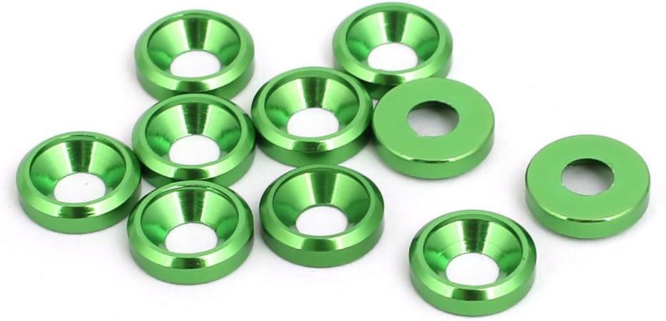 M3 Aluminium Quality Parts Alloy Cup Head Engine Bay fende-r Bumper Washer Green 10pcs Model:80as166qo353
