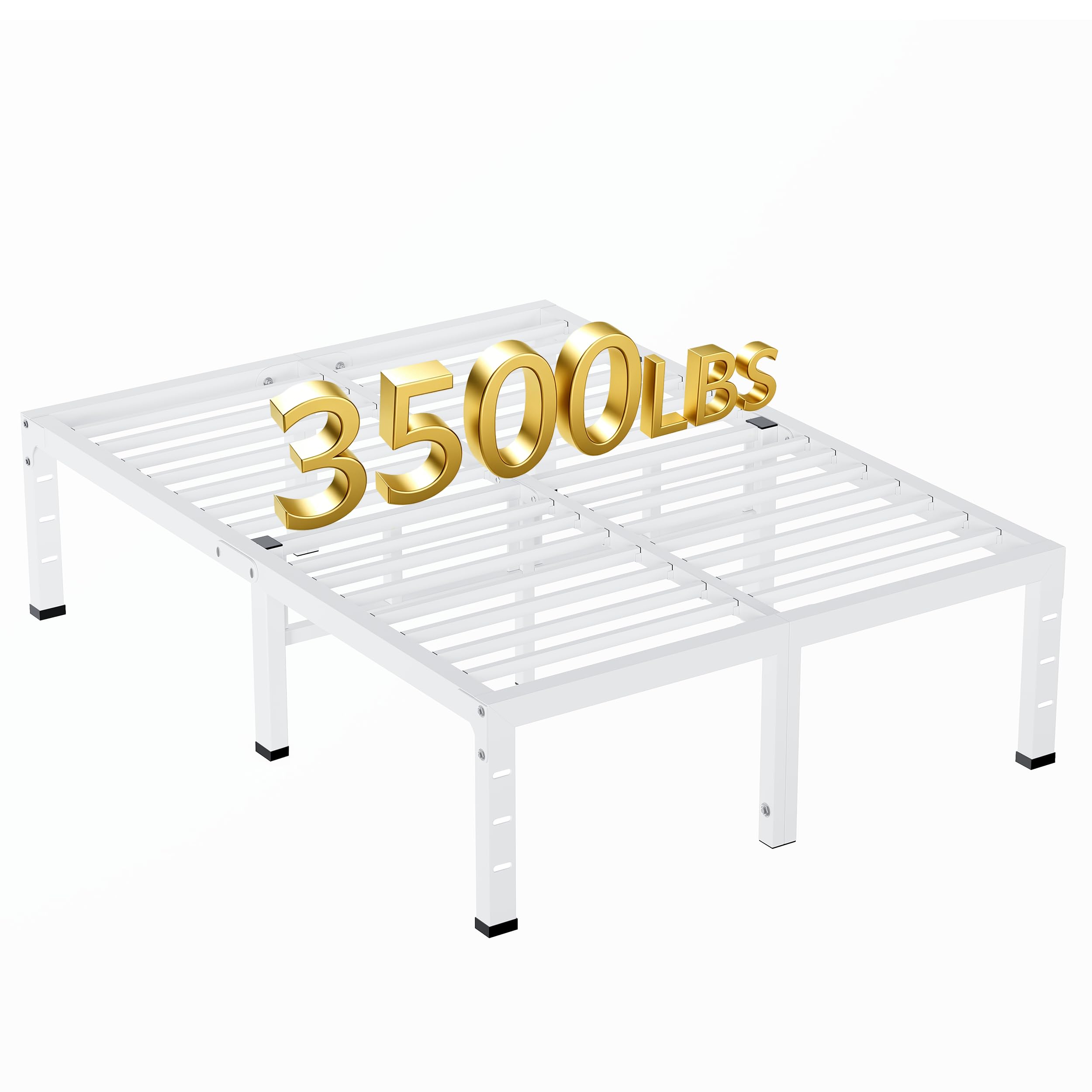 View 1 of 14 Inch Full Size Bed Frame Heavy Duty, Upgrade Metal Platform White