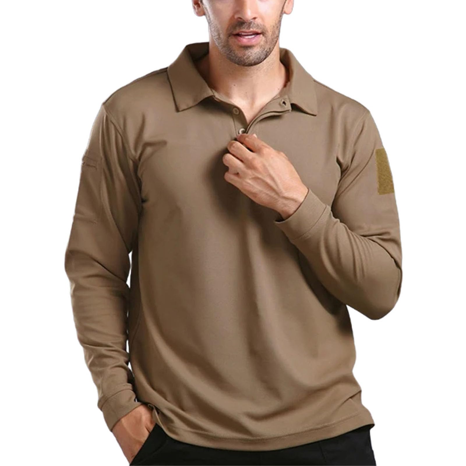Herren Langarm Poloshirt Atmungsaktiv Casual Langarm T-Shirts