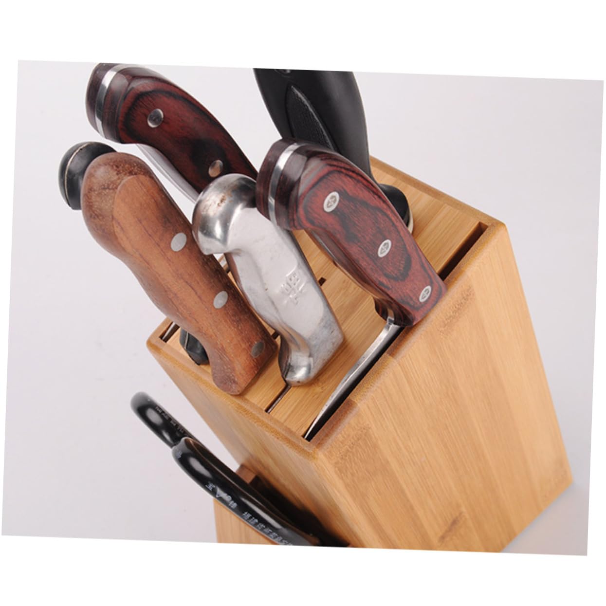 BRIGHTFUFU Bamboo Knife Holder Rack for Kitchen Drawer Counter Top under Cabinet Silverware Storage Modern Decor