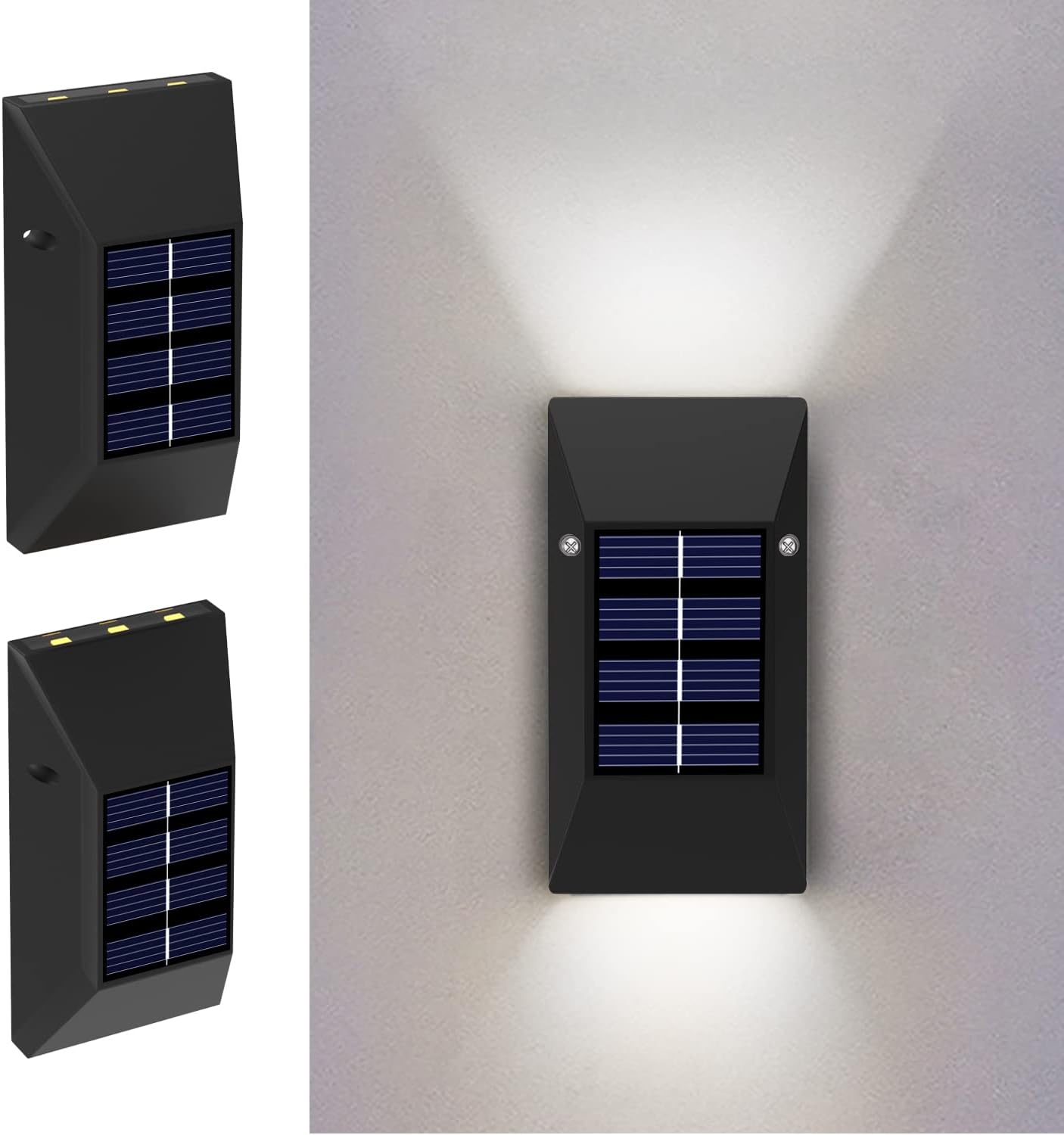 Sumkyle 2pcs Outdoor Solar Light, Solar Porch Light Fence Light, Wall Lights Solar Light for