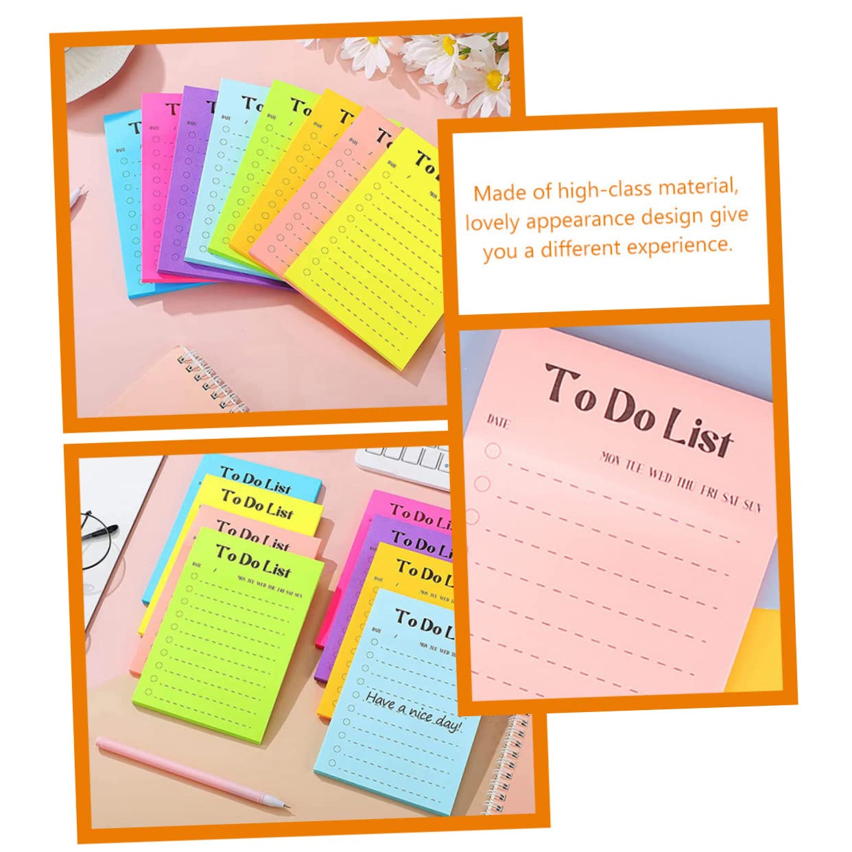 Note Sticker in Carta Fluorescente, 16 Libri, 1 Libro 50 Fogli