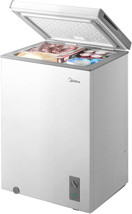 Midea MERC04C4BAWW Chest Freezer, 3.5 Cubic Feet Freezer With Removable