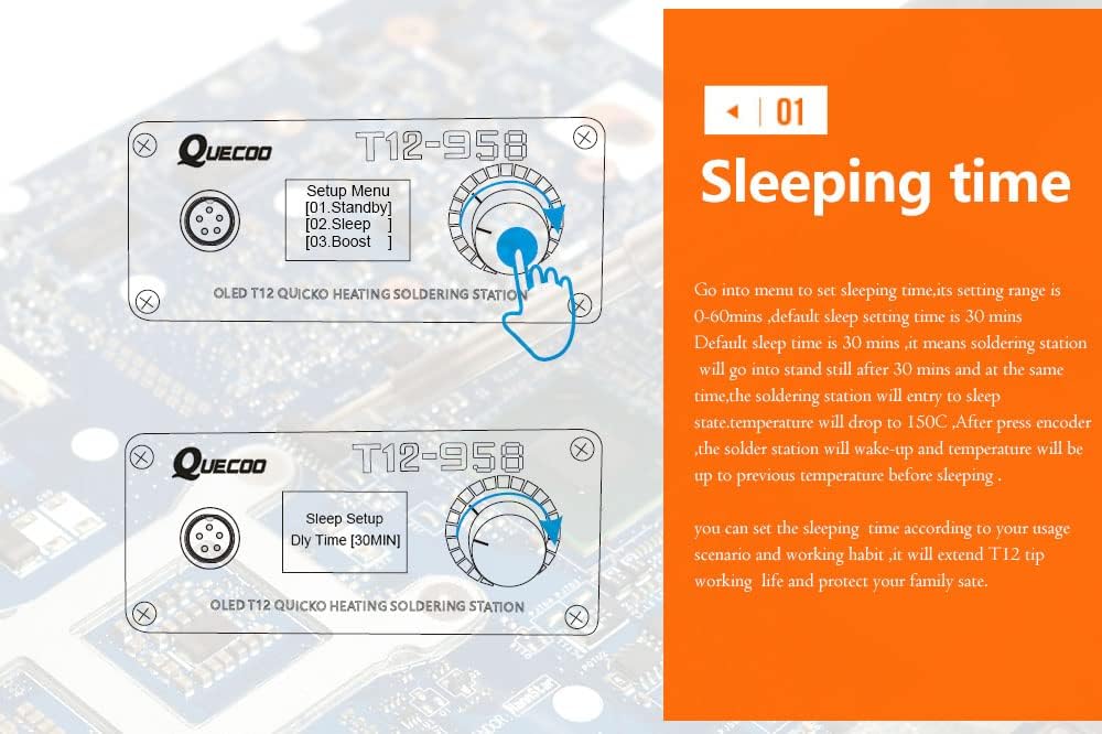 T12-958 Soldering Station DIY STM32 V3.1S OLED Temperature Controller Electronic Welding Iron Tips Handle Aluminum Alloy Case Power Equipments 110V T12 Iron Tips (SET5, MAX:72W)