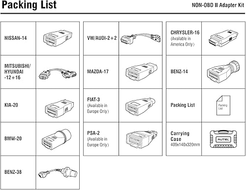 Miniatura 3 de Autel MaxiSys MSOBD2KIT Kit de adaptador no OBDII 11 adaptadores para vehículos sin puerto OBD2 dentro de la funda de transporte moldeada por