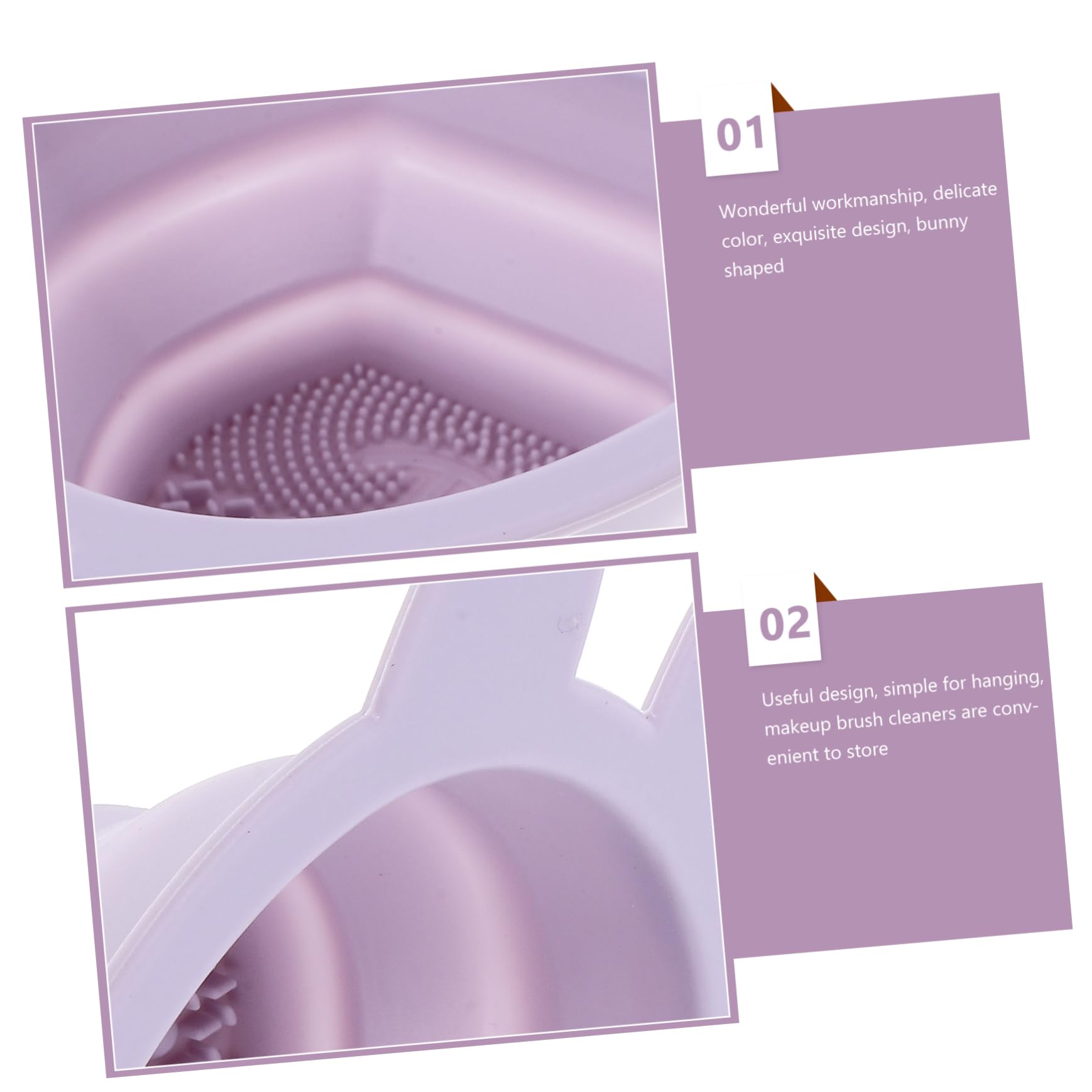 HAPINARY Silicone Makeup Brush Cleaner Bowl Rabbit Shaped Multipurpose Hanging/folding Makeup Sponge