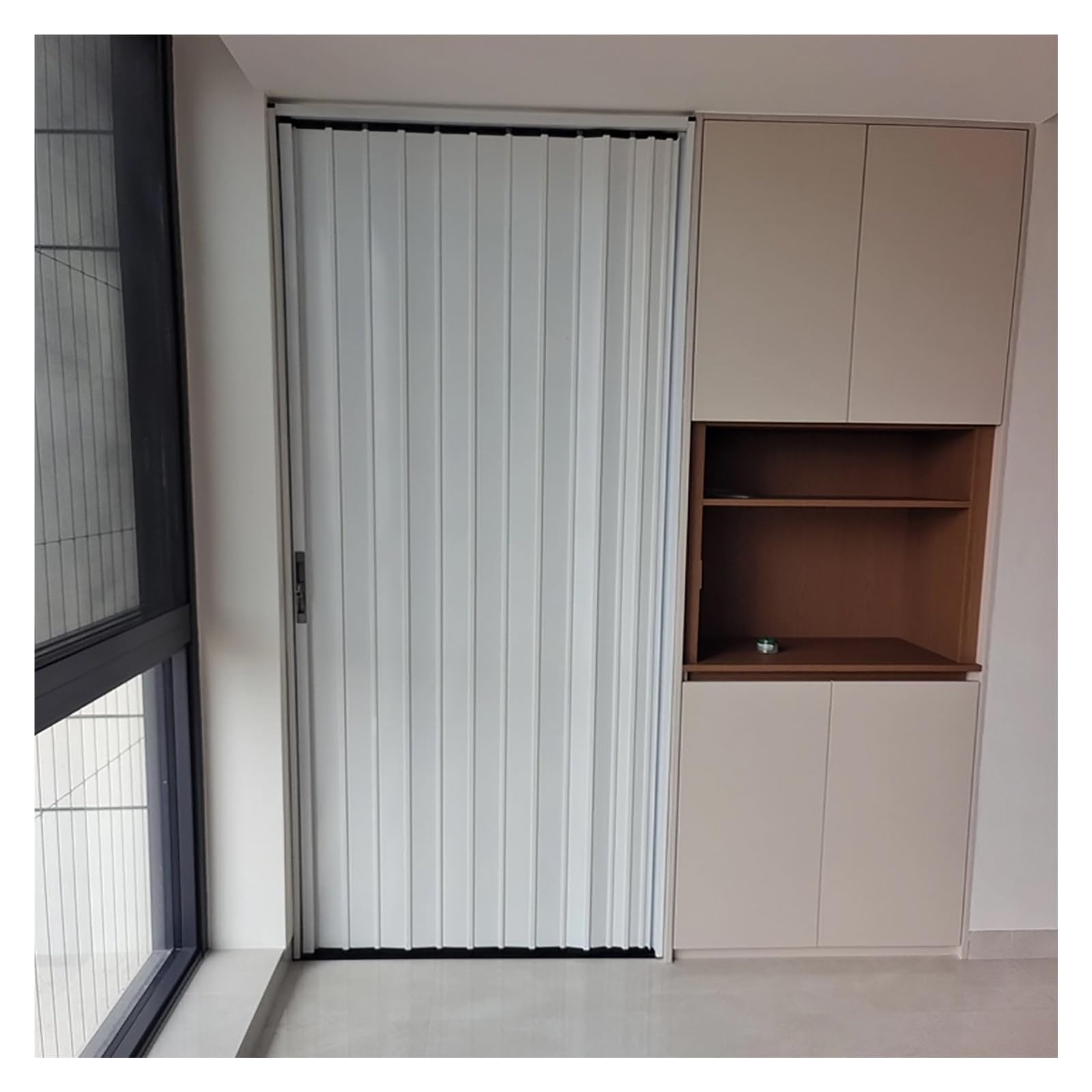 Zjkxjh One Color Customizable Folding Partition Doors For Interior Space Division, Space Saving Privacy Accordion Door For Basements/Patios/Courtyards, Sliding Privacy Gate