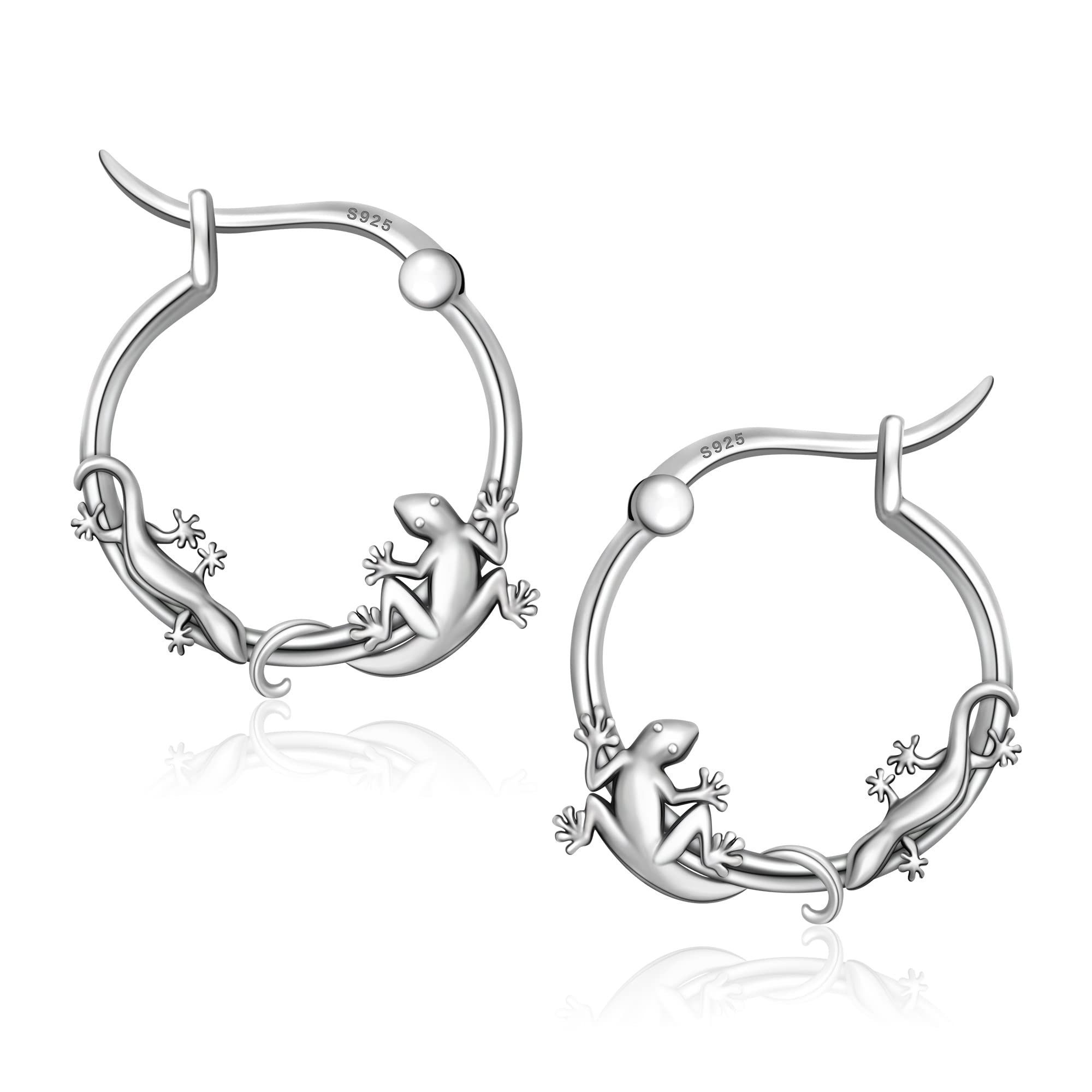 CHIC & ARTSY 925 Sterling Silver Spider/Gecko/Octopus Hoop Earrings for Women Girls