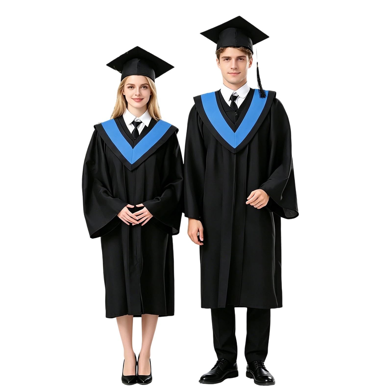 Generisch Elegante bata de graduación para estudiantes de pregrado y doctorado con gorra y borla a juego para la fiesta de graduación