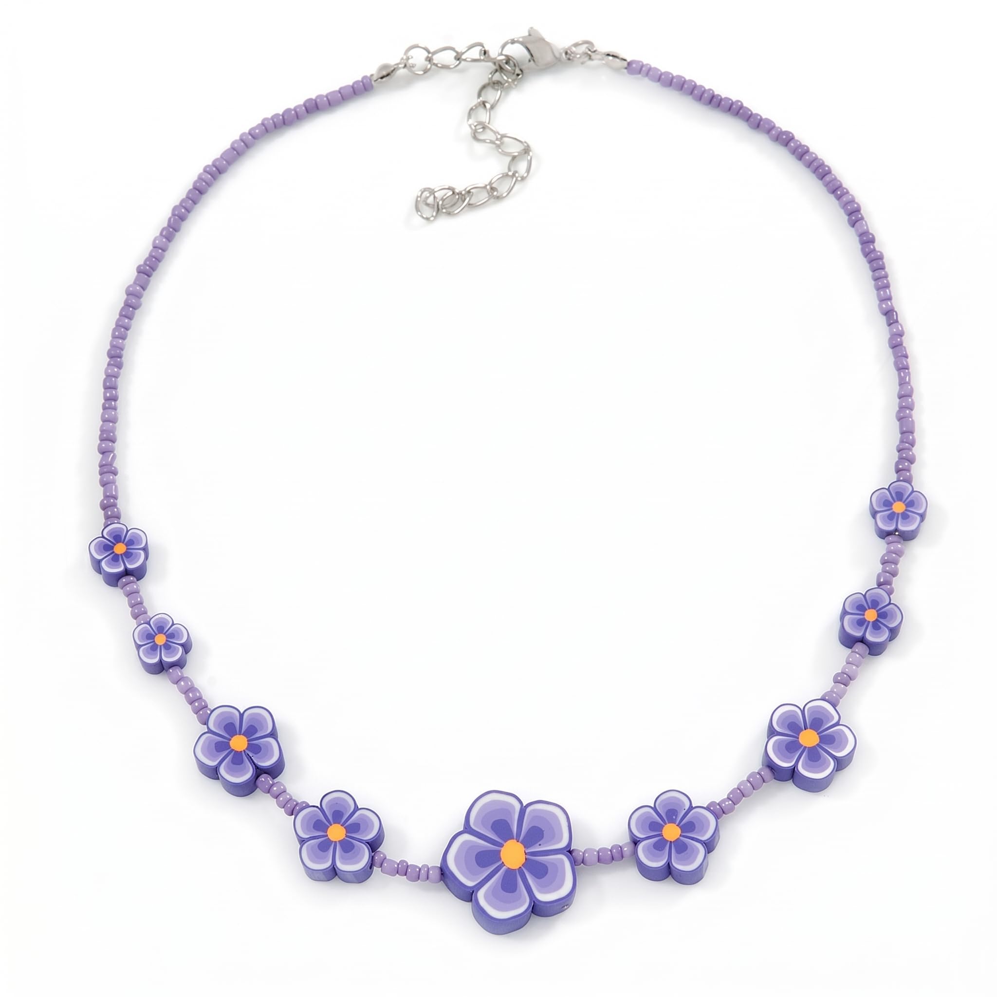 Collar infantil floral morado con cadena extensible de 36 cm a 42 cm 8