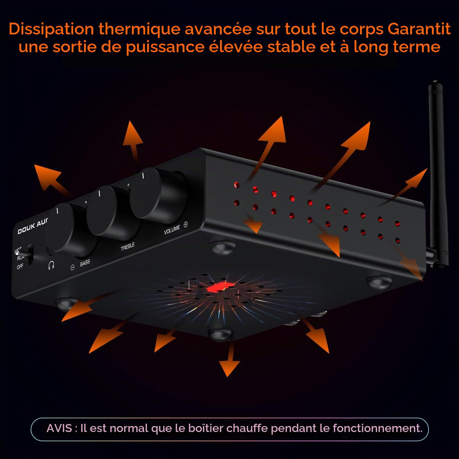 DoukAudio Mini amplificateur Hi-FI Bluetooth, ampli Audio stéréo de Classe D à 2 canaux 300W x2 TPA3255, pour Home cinéma, Ordinateur de Bureau, Enceintes de bibliothèque (A5 Pro)