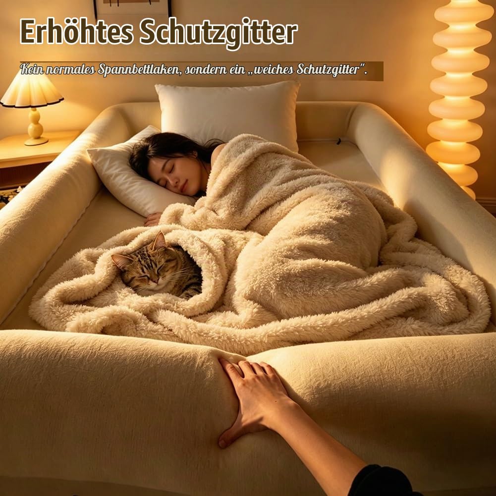 Spannbettlaken mit Rand. Weiches und Flauschiges Bettumrandungslaken aus Samt, gepolsterte Kanten bleiben fest und kollabieren Nicht, mit abnehmbarem Reißverschluss, maschinenwaschbar(180x200cm)
