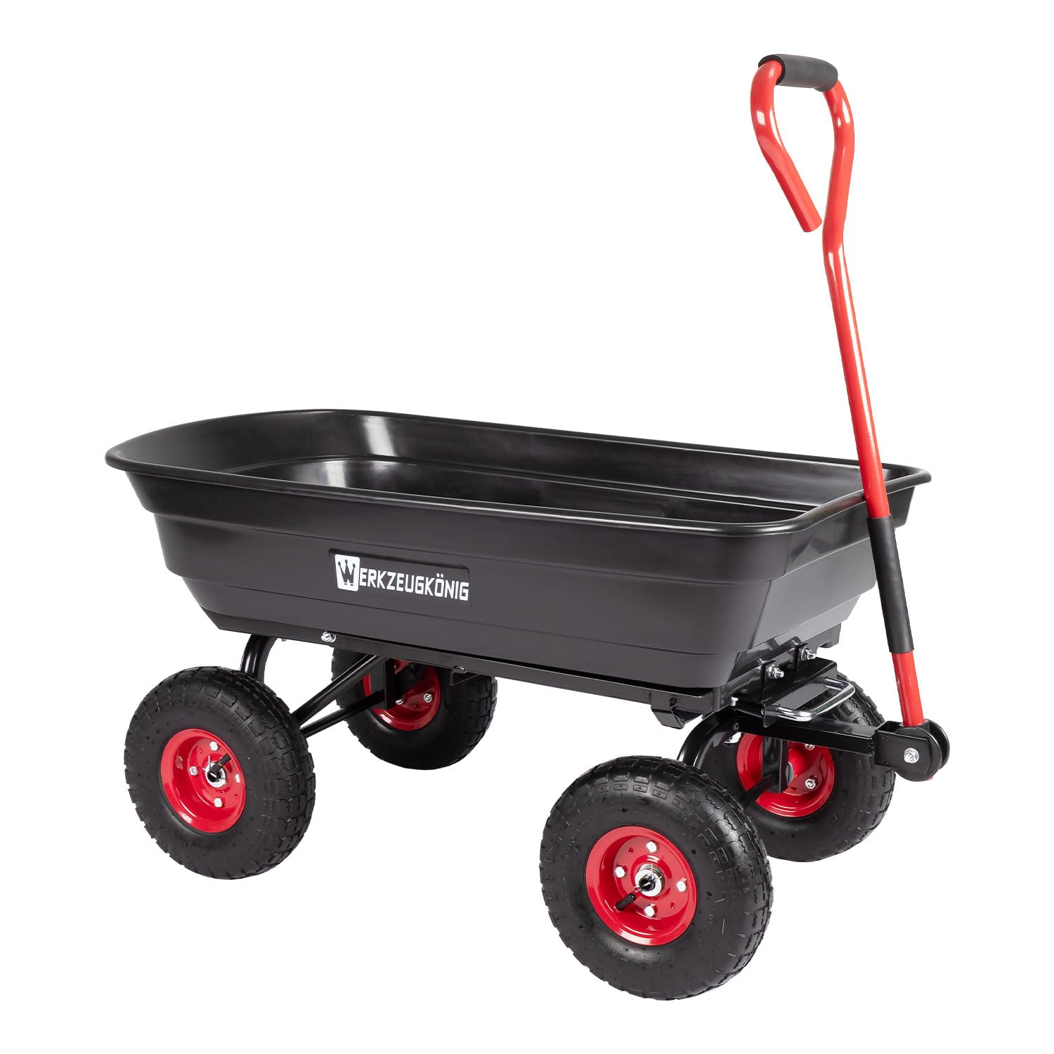 Gartenwagen WK-GW01, Transportwagen, Metall, Schwarz, 102x53x49 cm, 300 kg Tragkraft