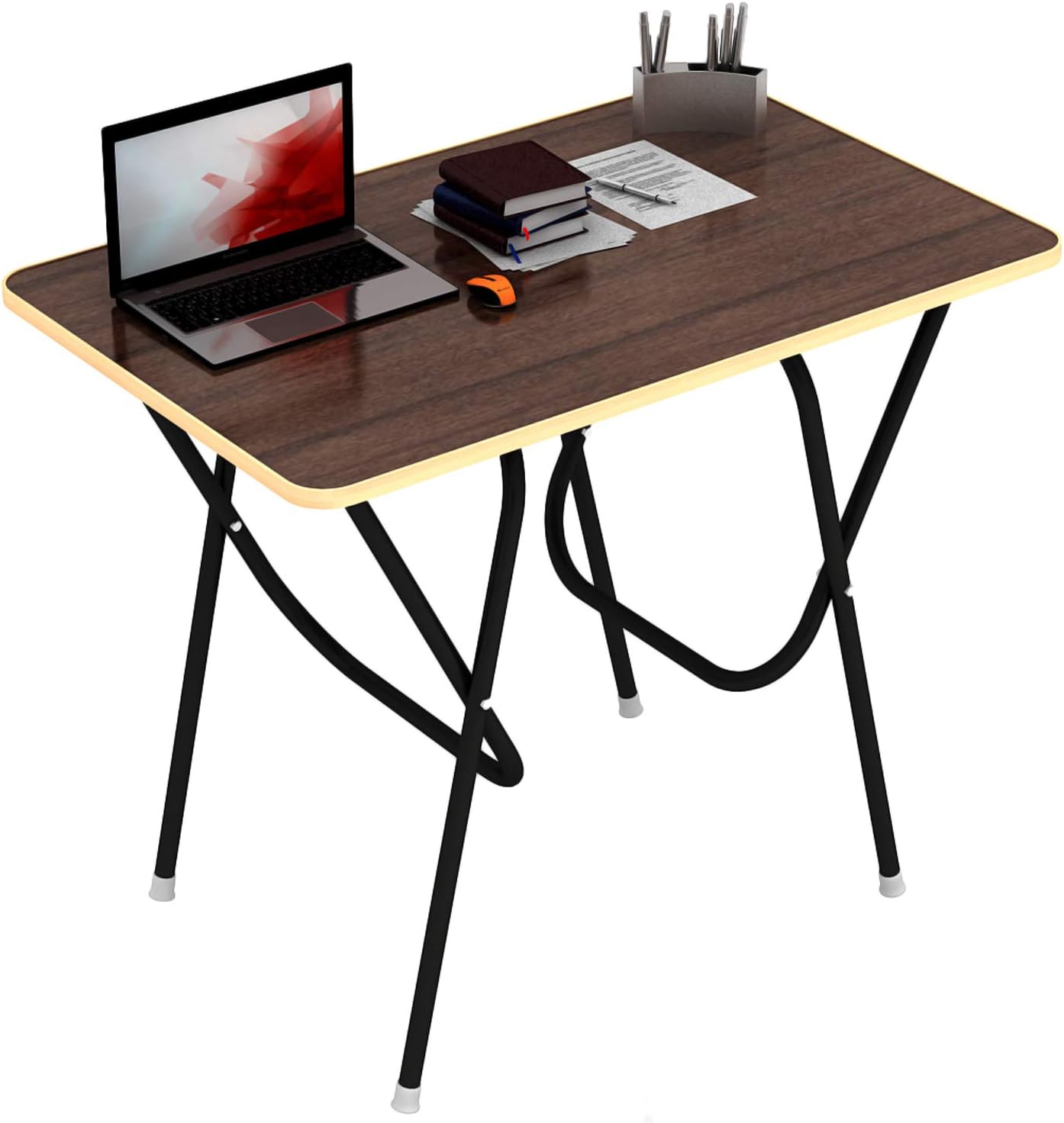 wow craftMultipurpose Foldable and Portable Study Table | Computer Desk & Laptop Table | Engineered Plywood Top with Powder-Coated Finish | Home & Office Use | 90x60x75 Cm (FS Brown)
