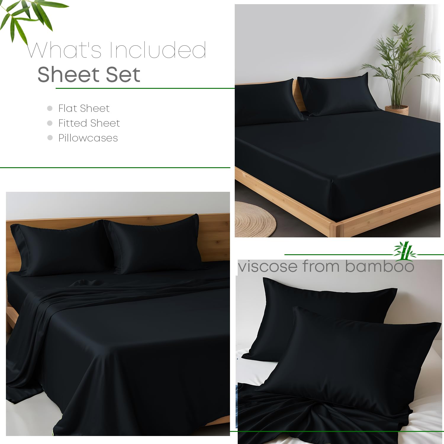 Set Biancheria Da Letto In Bambù Biologico 100%: Copripiumino Rasatello 300 Fili, Lenzuolo Con Angoli 40 Cm, 2 Federe, Grigio King Size - 3